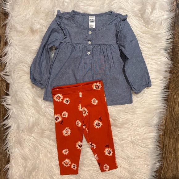 Carter's Other - Carter’s Baby Girl 2 Piece Denim Top Matching Set Size 18 Months